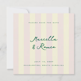 Roze Gele Verticale Strepen Modern Bewaar de Datum Save The Date