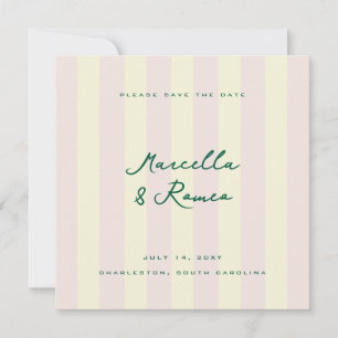Roze Gele Verticale Strepen Modern Bewaar de Datum Save The Date