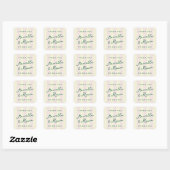 Roze Gele Verticale Strepen Modern Dank Je Vierkante Sticker (Vel)