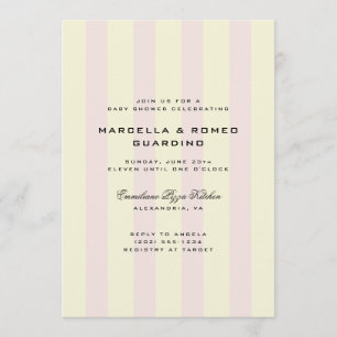 Roze Gele Verticale Strepen Moderne Baby Shower Kaart