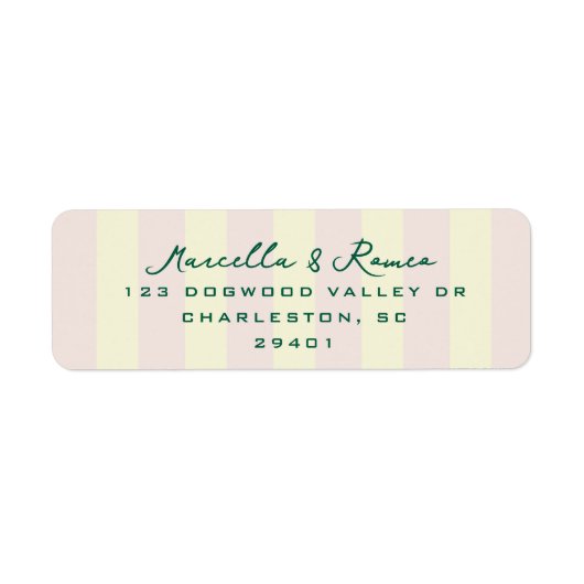Roze Gele Verticale Strepen Moderne Retouradres Etiket (Voorkant)