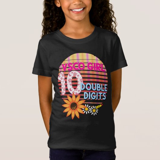 Roze gele VSCO Girl Double Digits Birthday T-shirt (Voorkant)