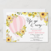 Roze gele warmteballon kaart (Voorkant)