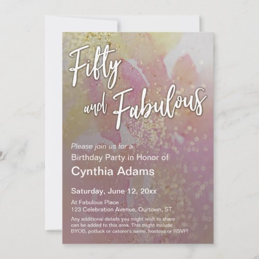 Roze gele Waterverf 50 en verbluffend Kaart (Voorkant)