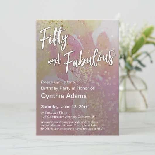 Roze gele Waterverf 50 en verbluffend Kaart (Staand voorkant)