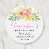 Roze Gele Waterverf Baby Shower Dankjewel Bedankjes Labels (Achterkant)