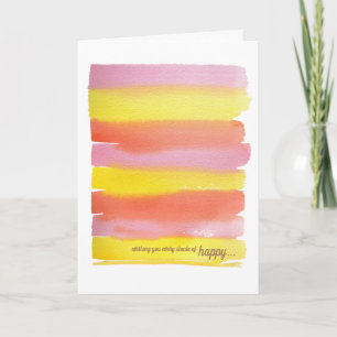 Roze + gele Waterverf Birthday Folkkaart Kaart