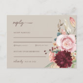 Roze & Gele Waterverf Bloemen Bruiloft RSVP Briefkaart (Voorkant)