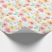  roze gele Waterverf bloemen Cadeaupapier (Hoek)