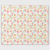  roze gele Waterverf bloemen Cadeaupapier (Vlak)