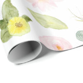Roze gele Waterverf Floral Cadeaupapier (Rol Hoek)
