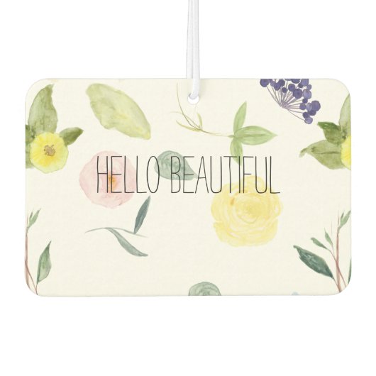 Roze gele Waterverf Floral Luchtverfrisser (Voorkant)