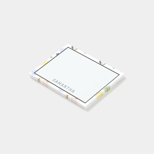 Roze gele Waterverf Floral Post-it® Notes (Schuin)