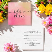 Roze gele Waterverf klantenverwijzingskaart Aanbevelingskaartje