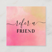 Roze gele Waterverf klantenverwijzingskaart Aanbevelingskaartje (Voorkant)