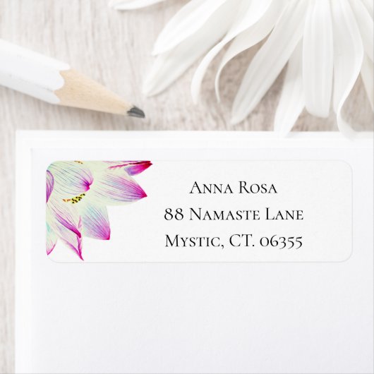 *~* Roze gele Waterverf Lotus Etiket (Insitu)