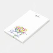 Roze gele waterverf rozen | rustieke kruiwagen post-it® notes (Schuin)