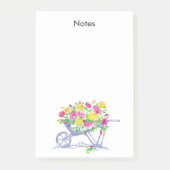 Roze gele waterverf rozen | rustieke kruiwagen post-it® notes (Voorkant)