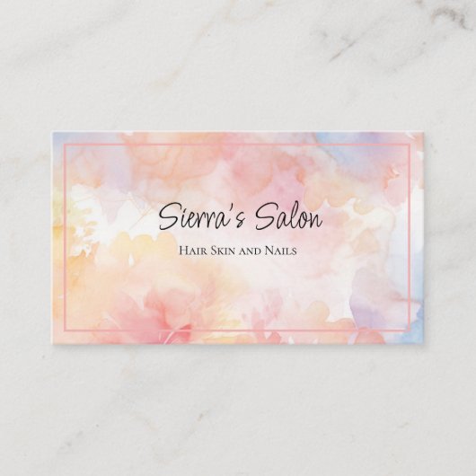 Roze Gele Waterverf Wash Hair Nail Spa Salon Visitekaartje (Voorkant)