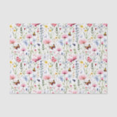 Roze Gele Wildbloemen Vlinder Verjaardag Tissuepapier (Voorkant)