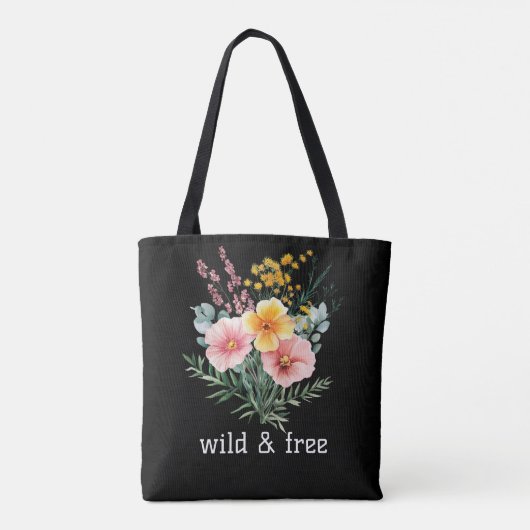 Roze Gele Wilde Bloemen Aquarel Wild en Vrij  Tote Bag (Achterkant)