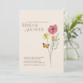 Roze Gele Wilde Bloemen Bruidsdouche Kaart (Staand voorkant)