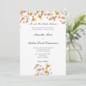 Roze gele wilde bloemen formele elegante bruiloft kaart (Staand voorkant)