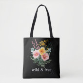 Roze Gele Wilde Bloemen Waterverf Wild en Gratis Tote Bag (Voorkant)