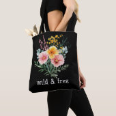 Roze Gele Wilde Bloemen Waterverf Wild en Gratis Tote Bag (Dichtbij)