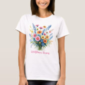 Roze Gele Wildflowers Waterverf gepersonaliseerd T-shirt (Voorkant)