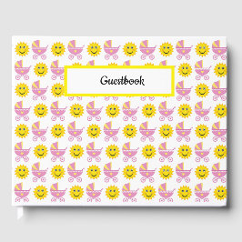 ROZE GELE WITTE SCHATTIGE BABYMEISJE ARTIKELEN GASTENBOEK