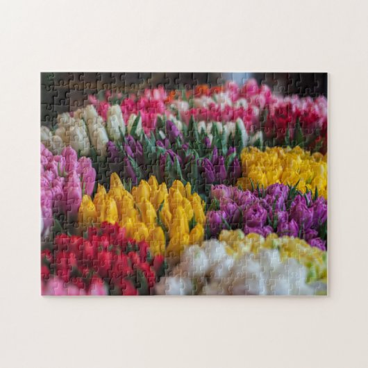 Roze gele witte tulp Floral Bouquet Legpuzzel (Horizontaal)