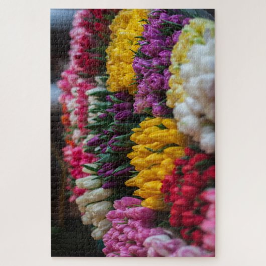 Roze gele witte tulpmolen legpuzzel (Verticaal)