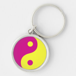 Roze & Gele Yin Yang Taoïstisch Symbool Sleutelhanger