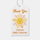 Roze Gele Zonneschijn Baby shower Favoriet Cadeaulabel (Voorkant)