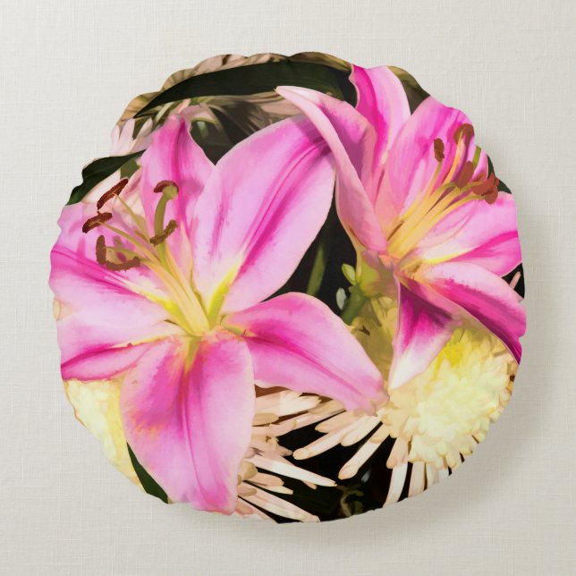 Roze geles rond kussen (Voorkant)