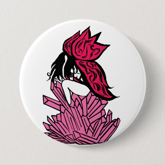 Roze gelijkkristalknop ronde button 7,6 cm (Voorkant)
