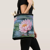 Roze gelilies, Lily Pads, Reflections Canvas tas (Dichtbij)