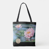 Roze gelilies op blauwe reflecties Beide kanten Ta Tote Bag (Achterkant)