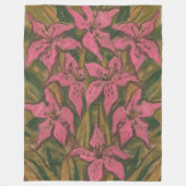 Roze gelilies, pastelschilderingen, bloemen, bloem fleece deken (Voorkant)