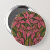 Roze gelilies, pastelschilderingen, bloemen, bloem ronde button 4,0 cm (Voorkant /achterkant)