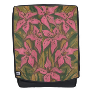 Roze gelilies, pastelschilderingen, bloemen, bloem rugtassen