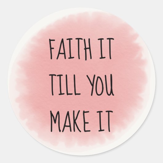 Roze geloof het ronde sticker (Voorkant)