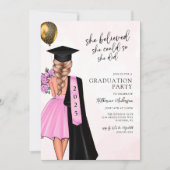 Roze geloofde afstudeerfeest kaart (Voorkant)