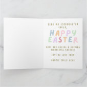 Roze Gelukkig 1e Paasei Goddochter Naam Kaart (Binnen)