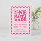 Roze Gelukkig Gezicht Een Gelukkig Babe Meisje 1e Kaart (Staand voorkant)