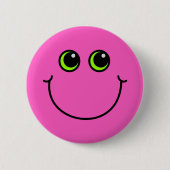Roze Gelukkig Gezicht Emoji Ronde Button 5,7 Cm (Voorkant)