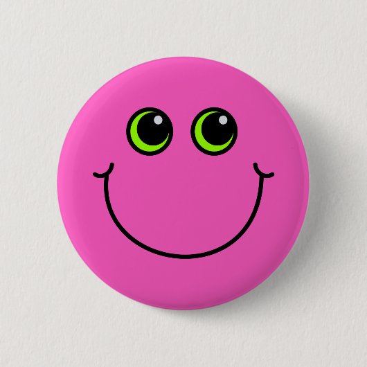 Roze Gelukkig Gezicht Emoji Ronde Button 5,7 Cm (Voorkant)