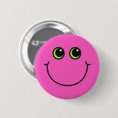 Roze Gelukkig Gezicht Emoji Ronde Button 5,7 Cm (Voorkant /achterkant)