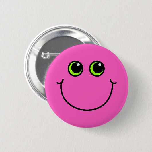 Roze Gelukkig Gezicht Emoji Ronde Button 5,7 Cm (Voorkant /achterkant)